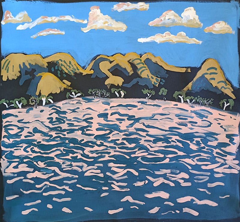 The clay-pans are full, Arrernte land