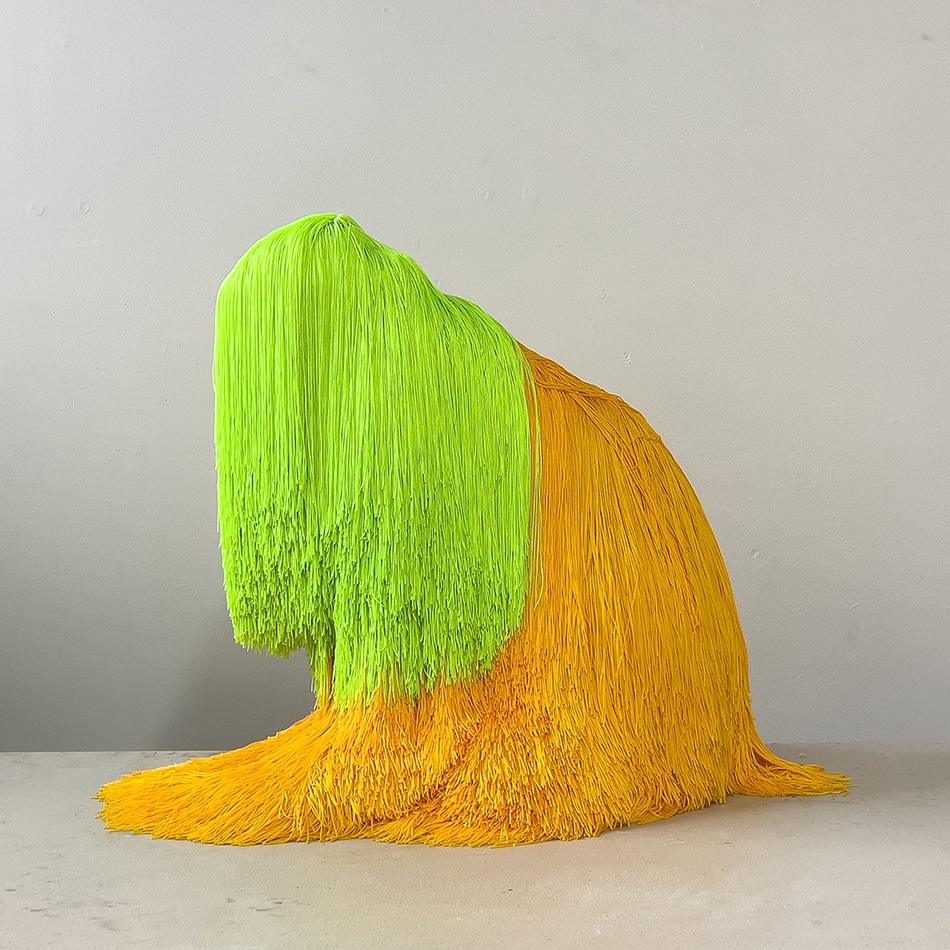 Troy Emery, yellow-headed golden companion (studio image), 2022, polyester, polyurethane, epoxy, adhesive, screws, pins, 54 x 57 x 55 cm, $7,200