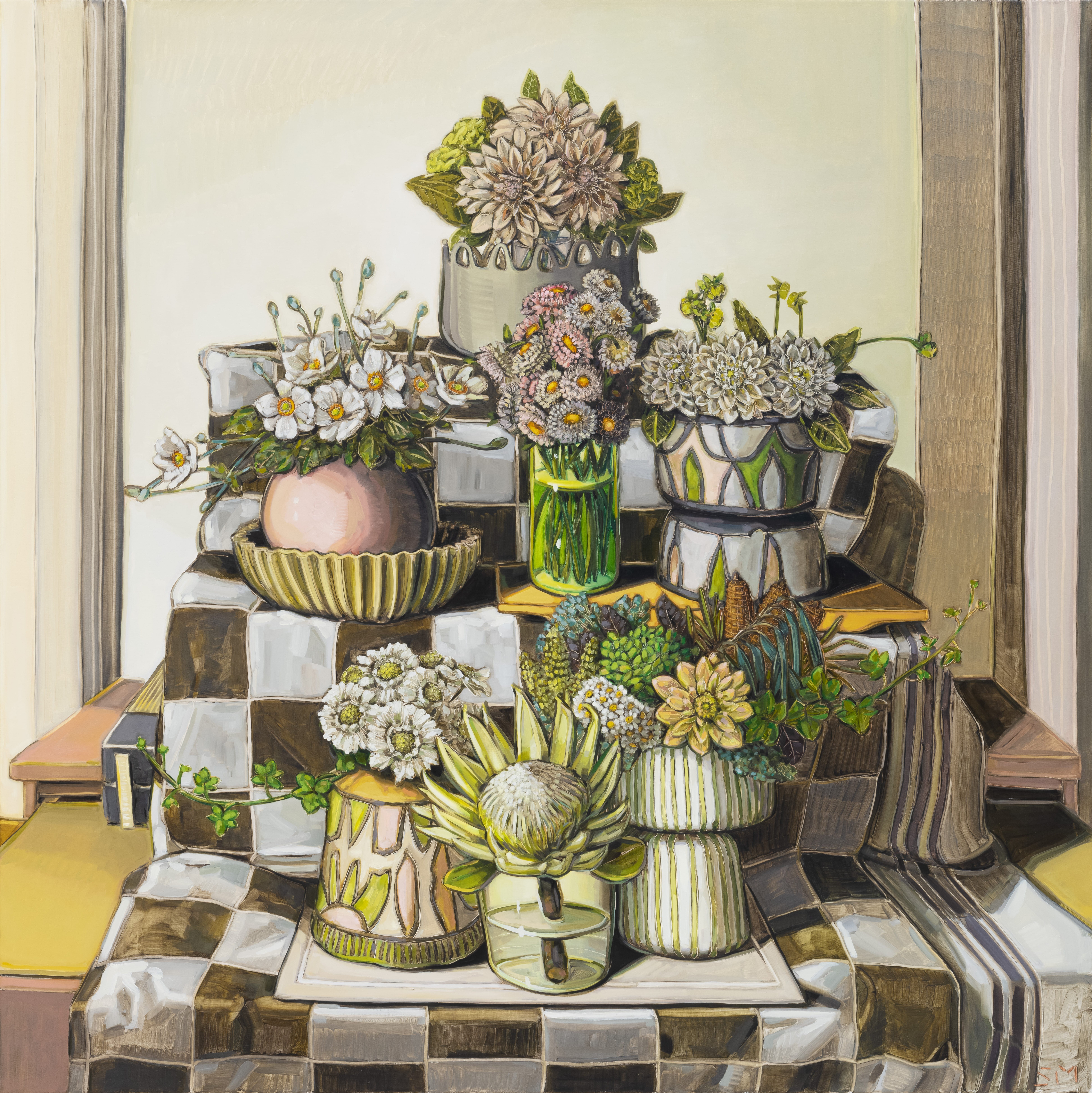 Sam Michelle ‘Gardens & Grandmasters’ 143x143cm 2023