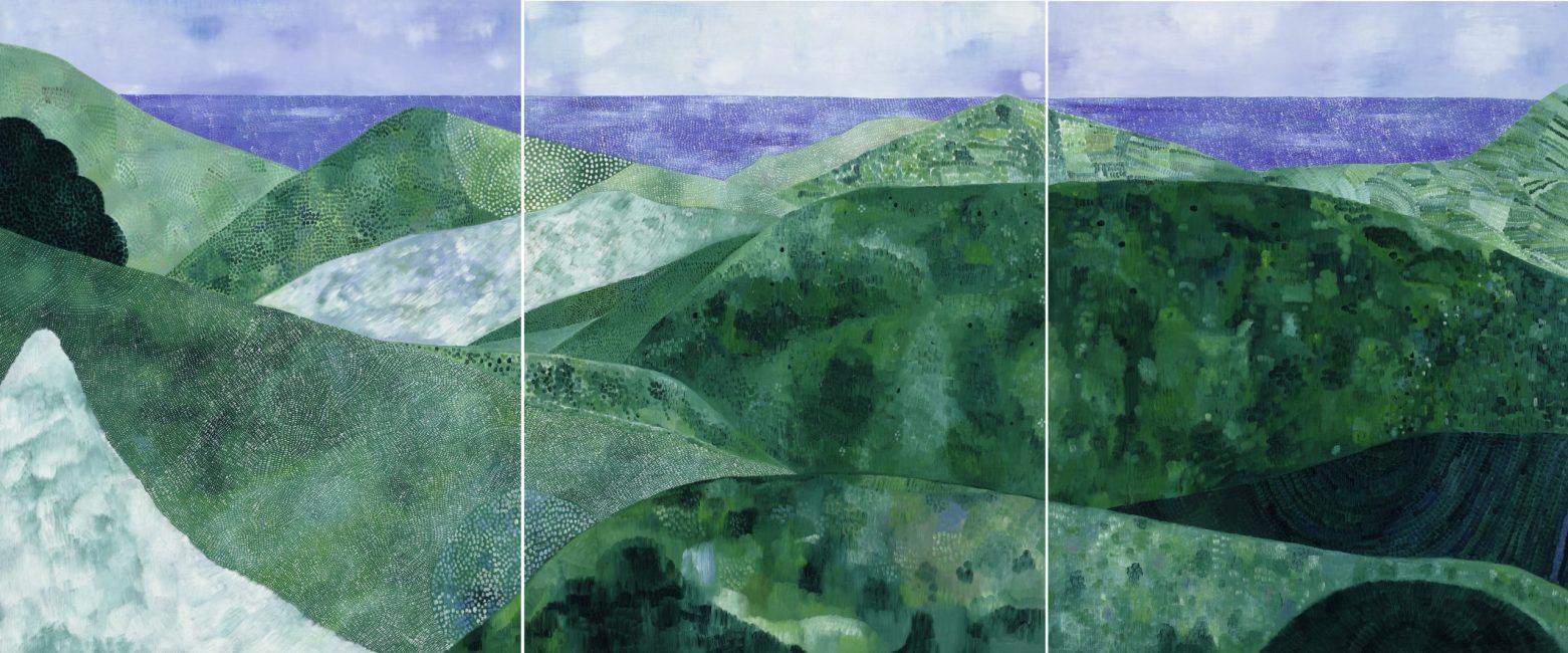 landscape (sea panorama), 2021, oil on wood panel, 100 x 240 cm (triptych)